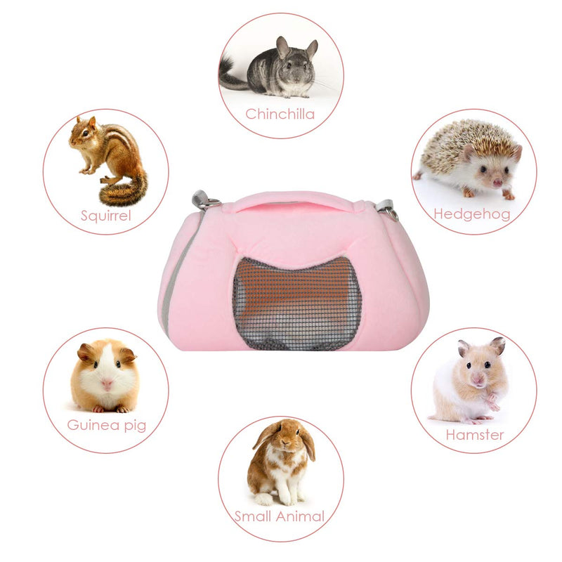 Breathable Small Pet Carrier Bag,Portable Travel Handbag with Adjustable Single Shoulder Strap for Hamster, Hedgehog, Sugar Glider, Chinchilla, Guinea Pig and Squirrel Pink - PawsPlanet Australia