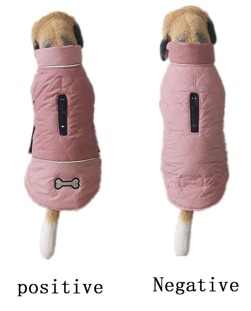 Cozy Winter Dog Jacket Vest Warm Dog Coats Reversible Clothes Pleat cotton With Harness Hole for Small Medium Large Dogs - Pink - XXL XX-Large (Length: 49cm) - PawsPlanet Australia
