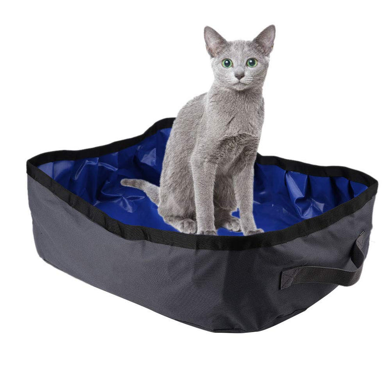 Tnfeeon Foldable Cat Litter Box, Portable Outdoor Waterproof Oxford Cloth Pet Litter Pan Carrier with Handles Cat Travel Toilet (Gray) Gray - PawsPlanet Australia