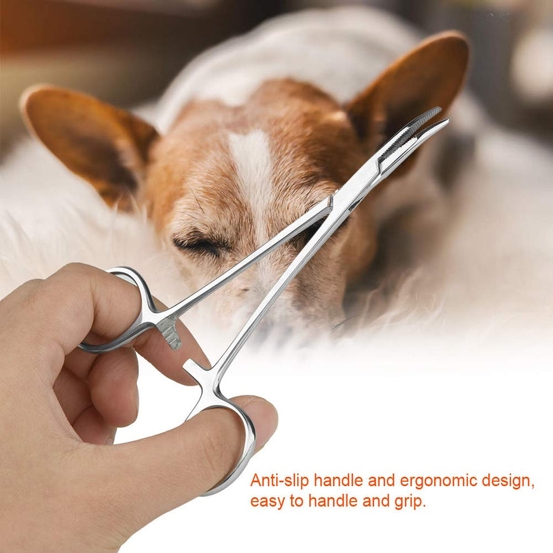 Oumefar Stainless Steel Pet Ear Hair Tweezers Dog Home Grooming Scissor Face Cleaning Straight Clamp Curved Hair Pullers for Thinning Shears(Small) Small - PawsPlanet Australia