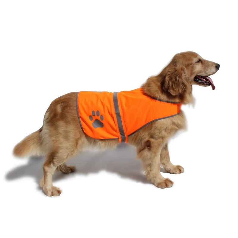 [Australia] - Hiado Dog Reflective Safety Vest High Visibility for Walking Running Hiking to Keep Dogs Visible Safe from Cars and Hunting Accidents L(chest 25"-30") Orange 