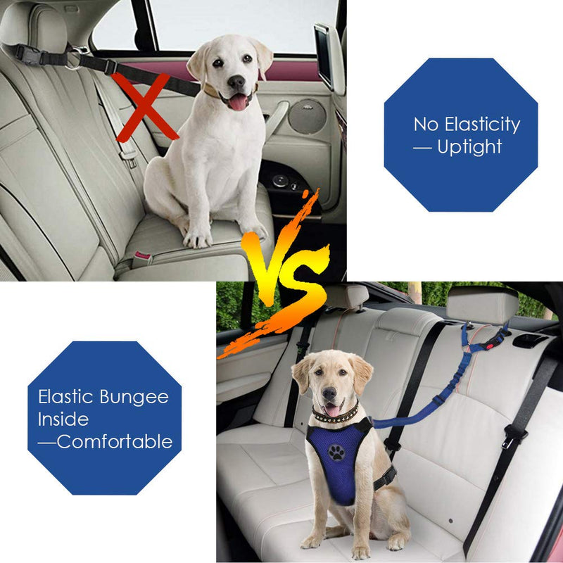 [Australia] - AutoWT Dog Seatbelt, 2 Pack Pet Car Seatbelt Headrest Restraint Adjustable Puppy Safety Seat Belt with Elastic Bungee and Reflective Stripe Connect with Dog Harness Light Blue 