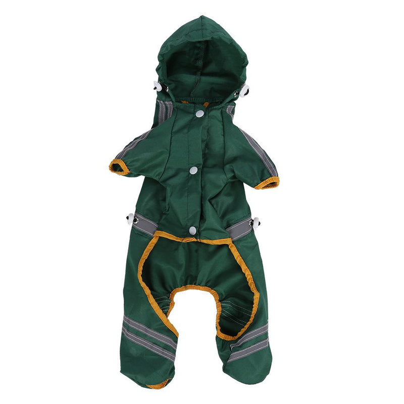 Pet Raincoat, Waterproof Jacket Cat Dog Hood Rain Coat Reflective Jumpsuit Apparel(Green L) Green L - PawsPlanet Australia