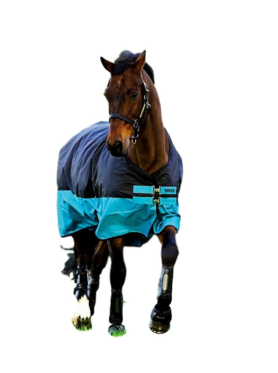 Horseware Mio T/O Lite Turnout Blanket waterproof Black/Turq & Black HW 20 145 cm / 6'6 - PawsPlanet Australia