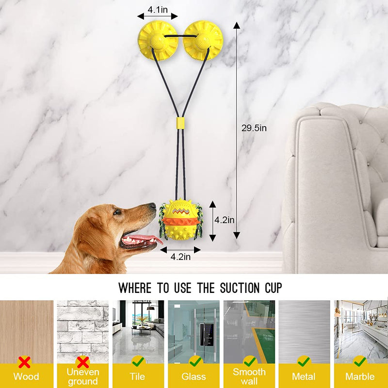 Dog Chew Toys for Aggressive Chewers Double Suction Cup Dog Toy Interactive Indestructible Dog Puzzle Toys Squeaky Molar Bite Ball for Teeth Cleaning Food Dispensing XL Dog Toys - PawsPlanet Australia