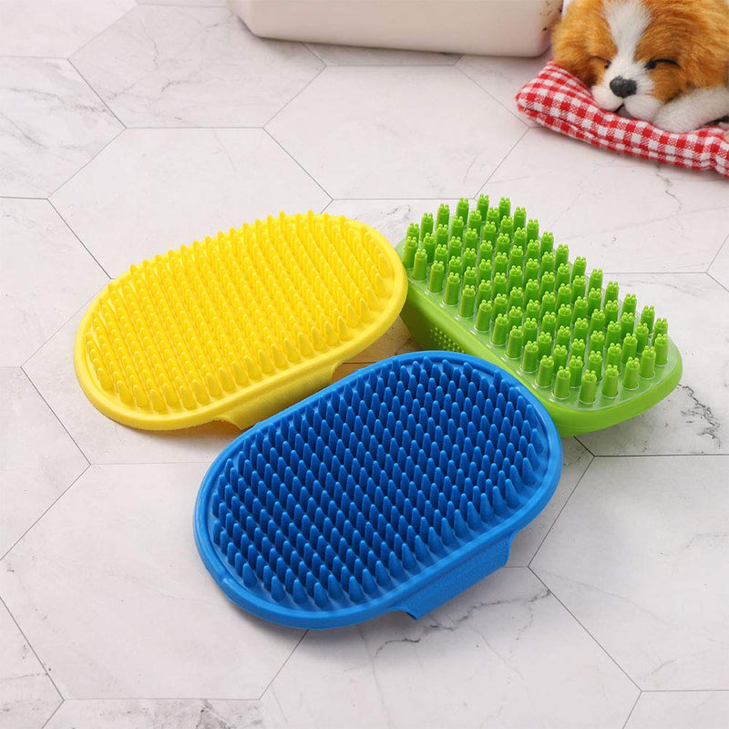 FANTESI 3 Pcs Dog Grooming Brush, Rubber Pet Bath Brush Massage Brush Washing Brush Shampoo Brush for Dogs and Cats with Short or Long Hair - PawsPlanet Australia