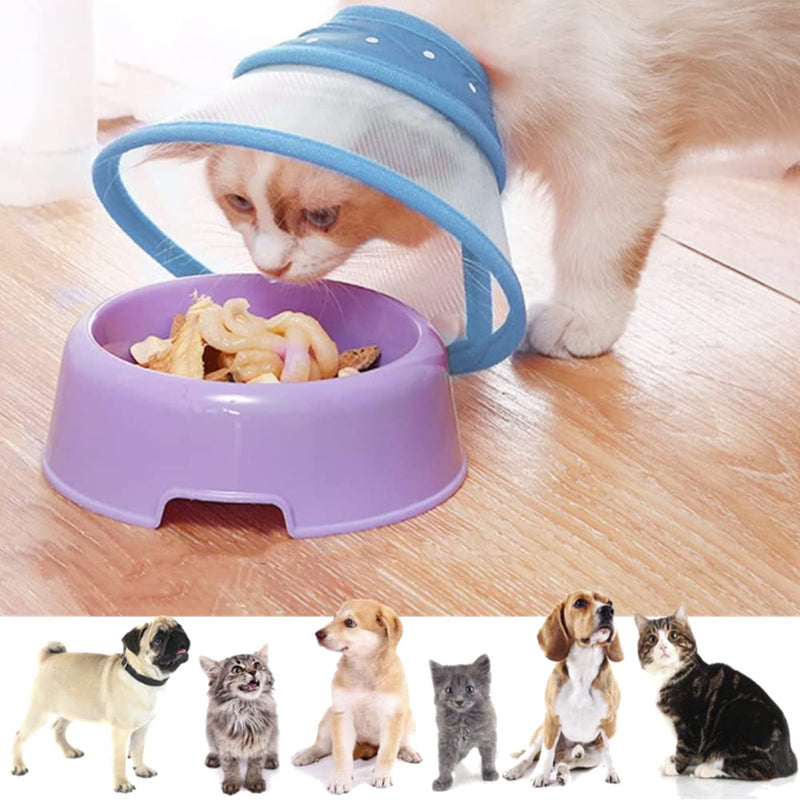 Pet Cone,Dog Cone Adjustable Collar,Protect The Neck Surgery Recovery,for Puppies,Small Dogs and Cats (S, White,Bule) - PawsPlanet Australia