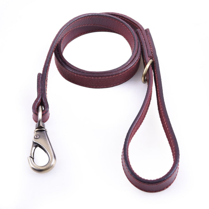 [Australia] - Moonpet Soft and Extra Strong Durable Real Genuine Full Grain Leather Dog Training Leash Lead - Premium Heavy Duty 4 ft x 0.8'' - Best for Medium Large X-Large Dogs Walking Running 4ft*4/5 inch Dark Brown 