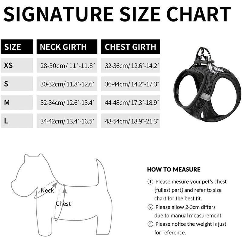 Heele Pet Dog Harness No Pull Breathable Puppy Dog Vest Harnesses, Adjustable Reflective Soft Padded for Small Medium Dog X-Small Black - PawsPlanet Australia