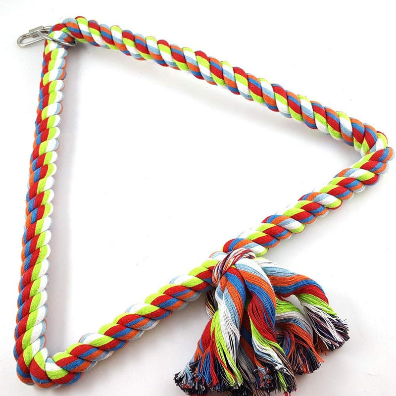 2 PCS Bird Perch - Cotton Rope Globular Triangle Parrot Swings Bird Bungee Toy Stand Bar Bird Toys Triangle Hanging Perch Chew Toy with Bell for Parrot Budgies Ringnecks Parakeet Cockatiels - PawsPlanet Australia