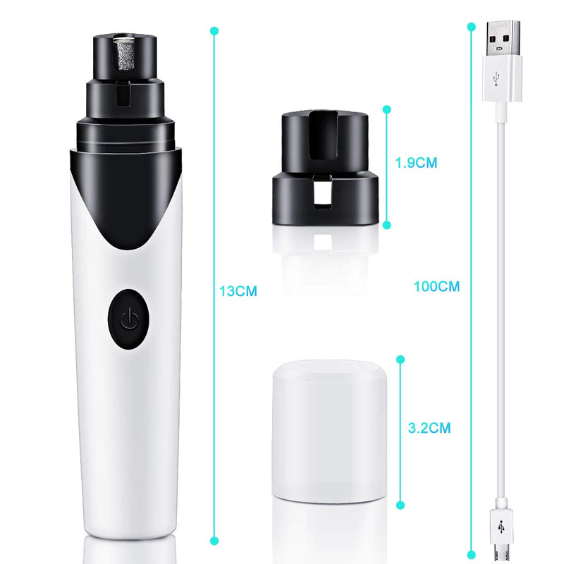 Homeriy Pet Nail File Grinders Quiet Pet Nail Trimmer Clippers Claw Care Quick Charging Electric Rechargeable Pet Nails Trimmer for Dogs & Cats Claw Care White - PawsPlanet Australia