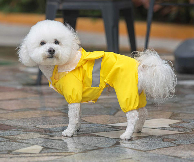 ccypet Small Dog Raincoat Poncho Water Proof Clothes with Hood Lightweight Rain Jacket Yellow Bear M(Bust:16.5'') - PawsPlanet Australia