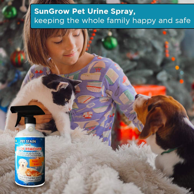 [Australia] - SunGrow Pet Urine Stain Clear Spray, for Dogs and Cats Owners, with Pleasant Orange Oil Extracts, Effective for Clothing, Rugs, Countertops and Floor, 16-Ounce 