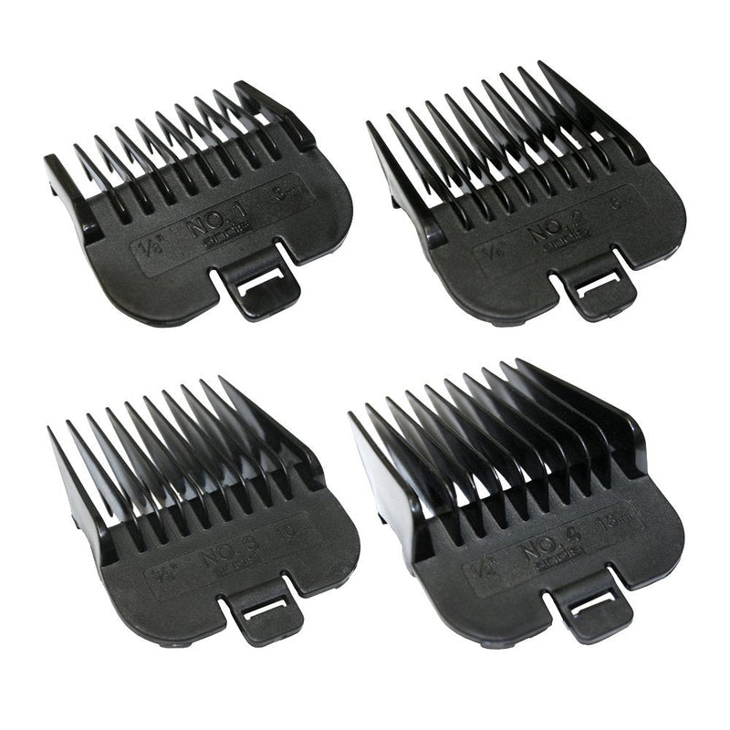 Andis 4 Piece Animal Comb Set; Sizes: 1/8", 1/4", 3/8", 1/2", Black, 21318, (pack of 4) - PawsPlanet Australia