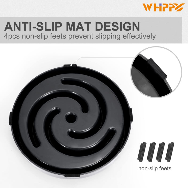 WHIPPY Slow Feeder Bowl for Small Medium Dog Fun Feeder Maze Dog Food Water Bowl Anti-Slip Puzzle Bowl No Chocking Healthy Interactive Bloat Stop Dog Bowl Dish,Medium,Black A-black - PawsPlanet Australia