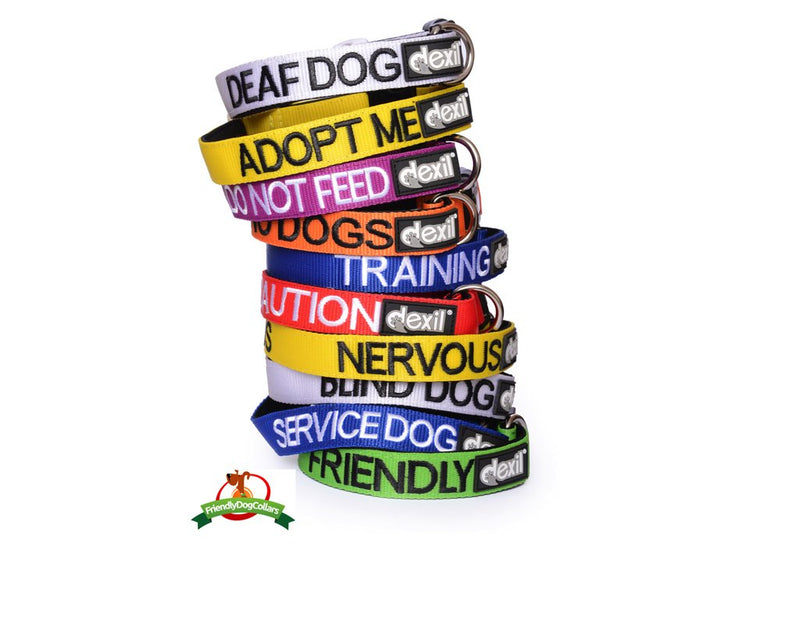 [Australia] - Dexil Limited Security Black Color Coded S-M L-XL Neoprene Padded Dog Collar Prevents Accidents by Warning Others of Your Dog in Advance S-M Collar 10-17"Lx1"w 
