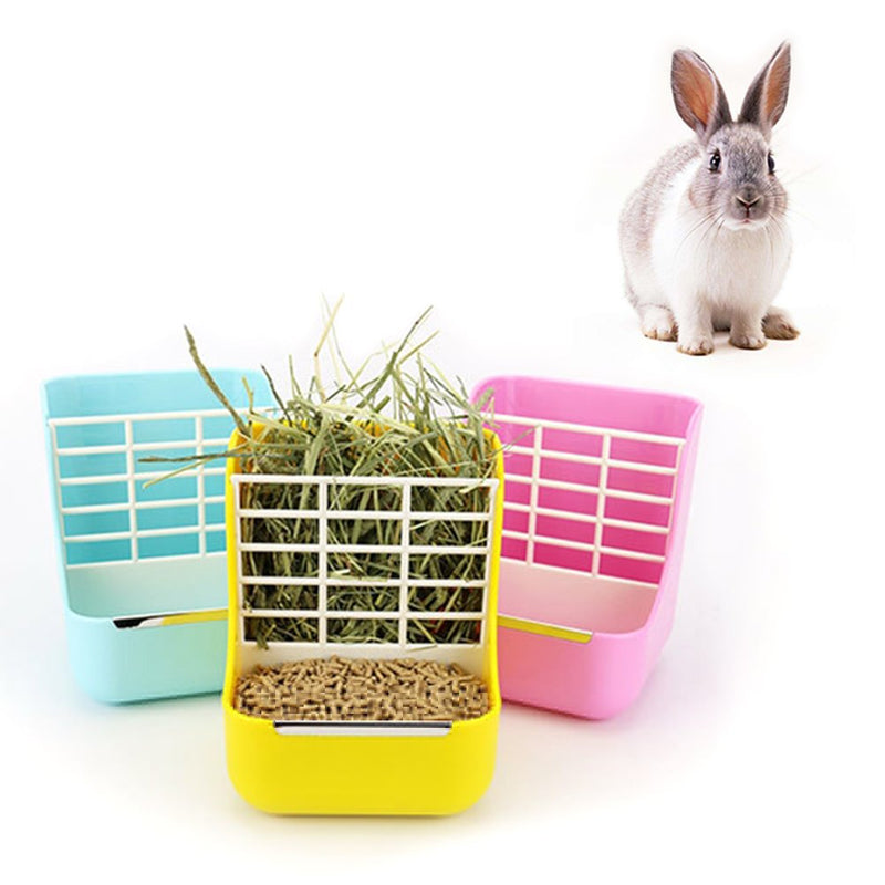 Okared Hay Food Bin Feeder, Small Animal Supplies Rabbit Chinchillas Guinea Pig 2 In 1 Feeder Bowls Double use for Grass and Food Blue - PawsPlanet Australia