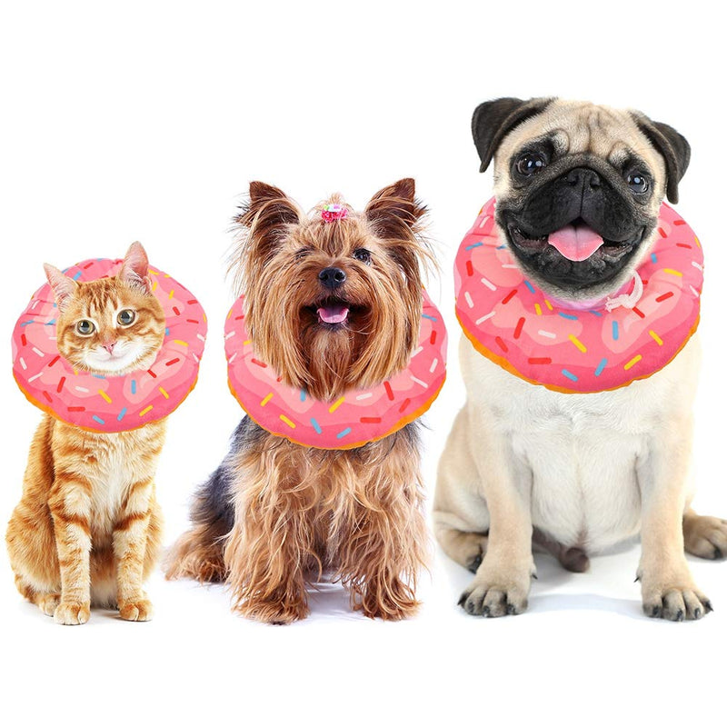 Xinzistar Cat Cone Collar Recovery Collar Pet Kitten Soft Protective Neck Collar After Surgery Adjustable Healing Elizabeth Collar Comfy Cotton Cone(Pink Donut) - PawsPlanet Australia