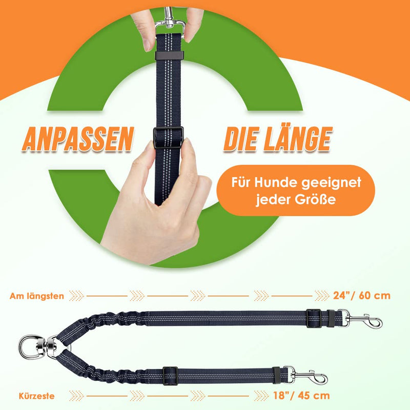 SlowTon Dog Leashes for 2 Dogs, Adjustable Double Leash for Dogs 360° Rotatable No Tangle Dog Leash Splitter with Reflective for Medium and Large Dogs Medium > 9kg blue - PawsPlanet Australia