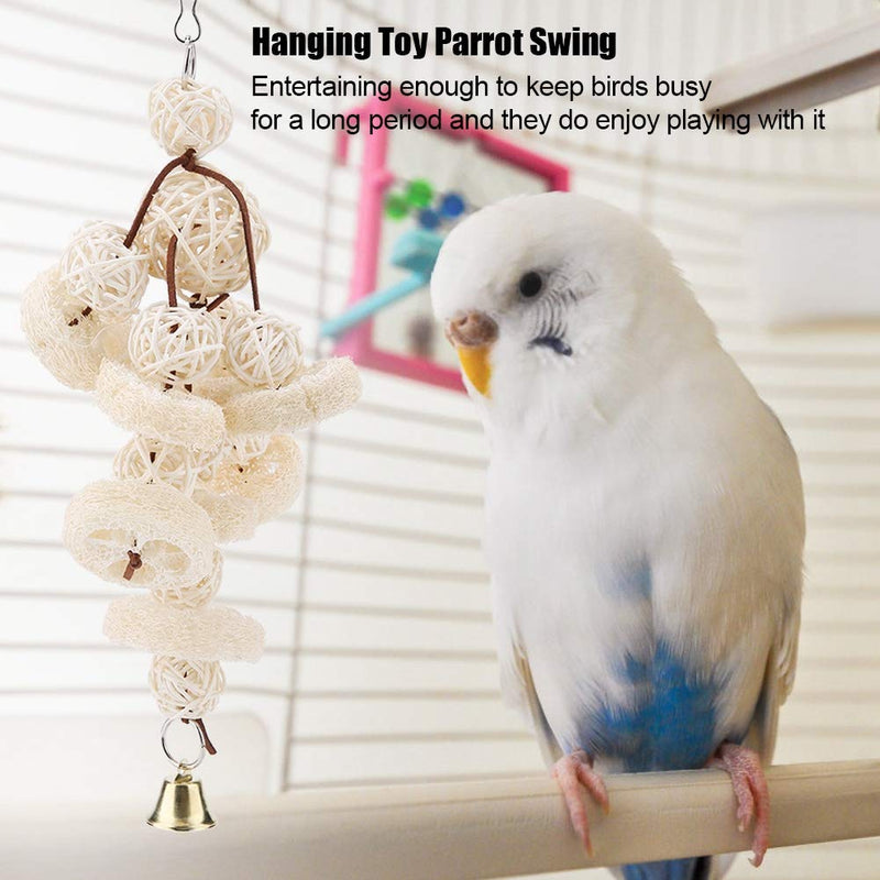 Parrot Bird Toy, Natural Loofah Cuttlebone Chew Toy Pet Hanging Standing Swing Toy for Small Parakeet Cockatiel Conures Finch Budgie Macaw Parrot - PawsPlanet Australia