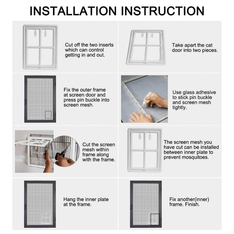 Pet Door, 3rd Upgraded Version Plastic Dog Puppy Cat Door Magnetic Locking Safe Flap for Screen Door Gate and Window(Large White) Large White - PawsPlanet Australia