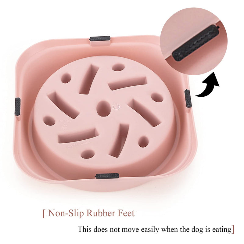 Suhaco Slow Feeder Dog Bowl Pet Non-spill Maze Interactive Puzzle Food Bowls for Dogs & Cats (Pink) M Pink - PawsPlanet Australia