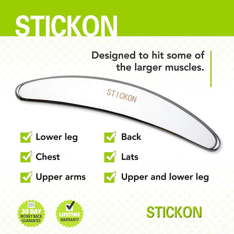 Stainless Steel Gua Sha Scraping Massage Tool - STICKON IASTM Tools Great Soft Tissue Mobilization Tool (Sickle Shape) Sickle Shape - PawsPlanet Australia