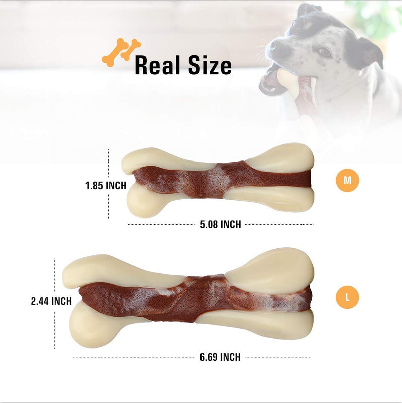 [Australia] - Tikaton Indestructible Dog Chew Toys for Aggressive Chewers, Real Beef Flavor Durable Dog Teething Chew Toys Bones for Large/Medium/Small Puppies 