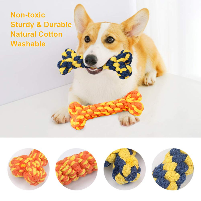 2PCS Dog Rope Toy Puppies Chew Natural Cotton Rope Toys To Avoid The Puppies' Boredom and Anxiety, Tooth Training/Cleaning Toy Dog Birthday Gift Set blue&orange - PawsPlanet Australia