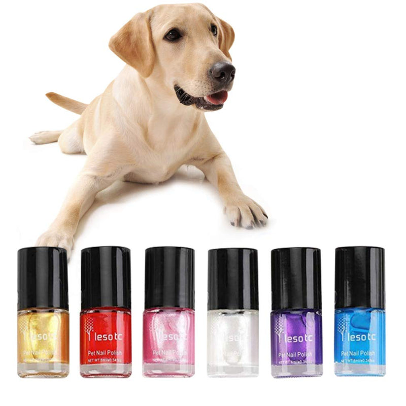 POPETPOP Pet Dog Nail Polish Non-Toxic Water-Base Healthy Ingredients Pet Supplies 6pcs - PawsPlanet Australia