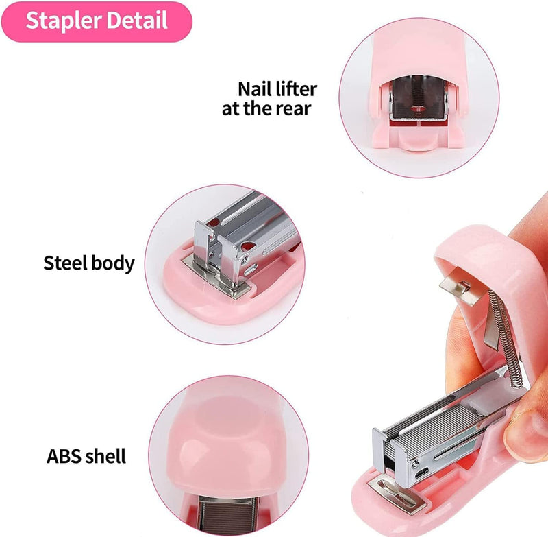 Mini Stapler, 2 Pack Mini Stapler Set Stapler Small Mini Stapler Stapler Small Staple Set, with 800 Standard 24/6 Staples for School Home or Office, for Organizing Files (Pink, Green) - PawsPlanet Australia