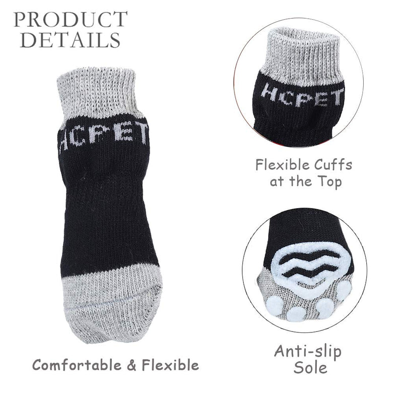 Нсрet Hcpet Anti-Slip Dog Socks Cat Socks - Paw Protector With Rubber Reinforcement, Traction Control for Indoor Wear, Fit Extra Small to Extra Large Dogs Cats (Black, M) Black - PawsPlanet Australia