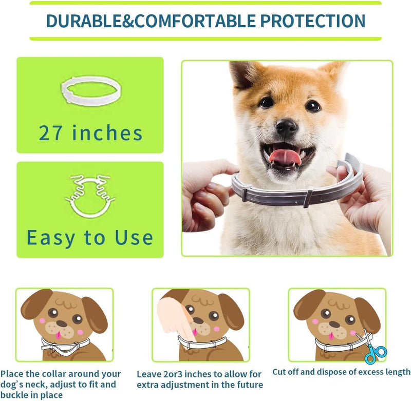 2pcs dog tick protection insect protection collar for dogs, anti-flea for 8 months protection, anti-flea collar 38-70 cm for pets 2 pieces, one size fits all - PawsPlanet Australia