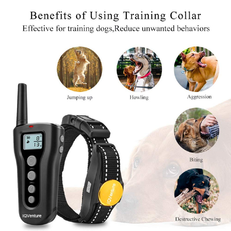 [Australia] - IQVenture Dog Training Collar,1000 feet Range, Rechargeable Shock Collar, 100% Waterproof, Dog Shock Collar, 3 Modes beep/vibrate/Shock for Small, Medium, Large Dogs (10-120 lbs) for 1 dog 