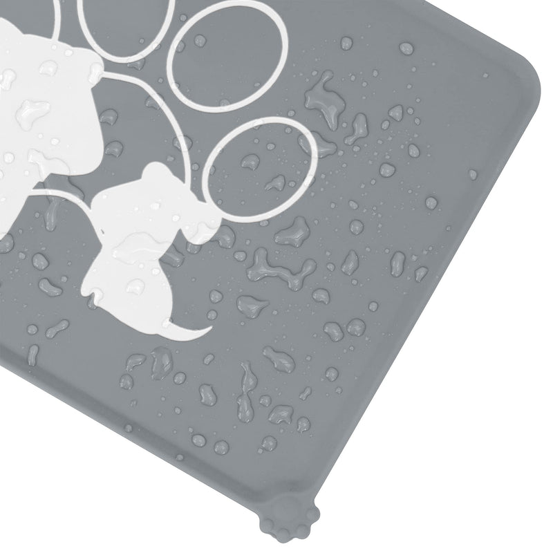 LeashPotato Dog Cat Food Mat Dog Bowl Mat Pet Waterproof Dog Cat Feeding Mat Silicone Non Slip Dog Mat For Bowls (Grey Dog) Grey Dog - PawsPlanet Australia