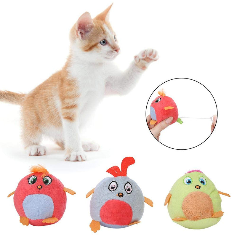 Pssopp 3PCS Cat Plush Pull String Toy Chicken Shape Shaking Cat Toy Cat Chew Toys Pet Teeth Cleaning Toys Interactive Toys for Indoor Cats Kitten - PawsPlanet Australia