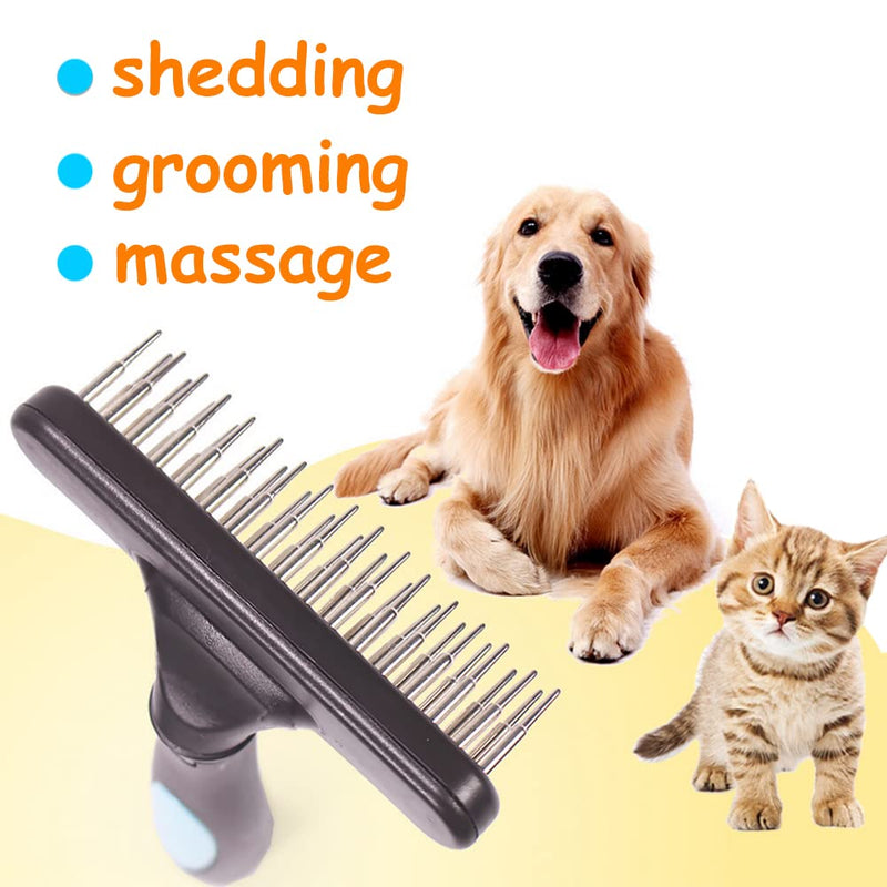 Secwell pet rake comb dog brush double row undercoat rake grooming brush dog rake with double rows 33 teeth blue - PawsPlanet Australia