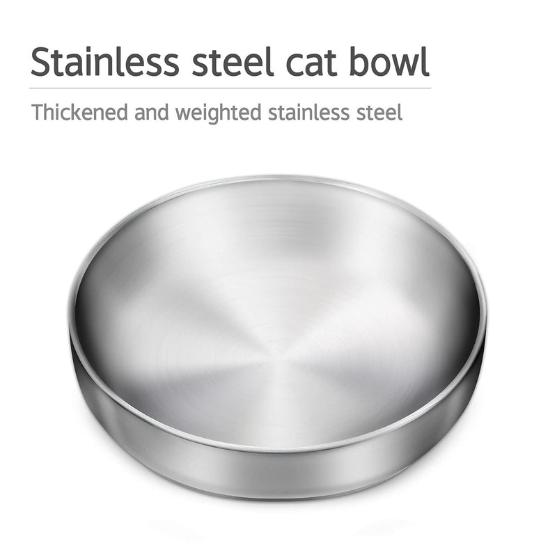 2x Stainless Steel Bowl Cat Bowl, 304 Material Cat Dish, Safe to Contact with Food, Drop-proof and Easy to Clean - PawsPlanet Australia