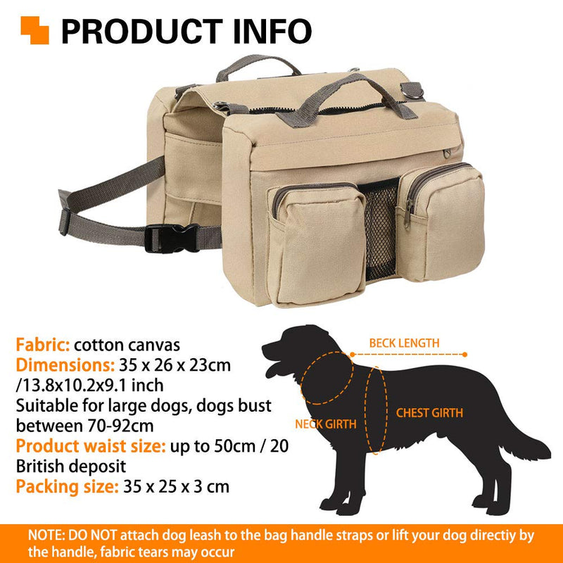 [Australia] - YOUTHINK Dog Hiking Backpack, Dog Pack Saddle Bag for Travel Camping Dog Vest with Pockets Suit for Medium & Large Dogs 