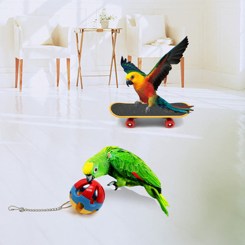 Ubaywey 6 PCS Bird Toys Parrot Chewing Toys include Parrot Playing Standing Training Toys Mini Golf Set Skateboard Piggy Bank Large Ball Shopping Cart for Parakeets Cockatiels Parrots Conures - PawsPlanet Australia