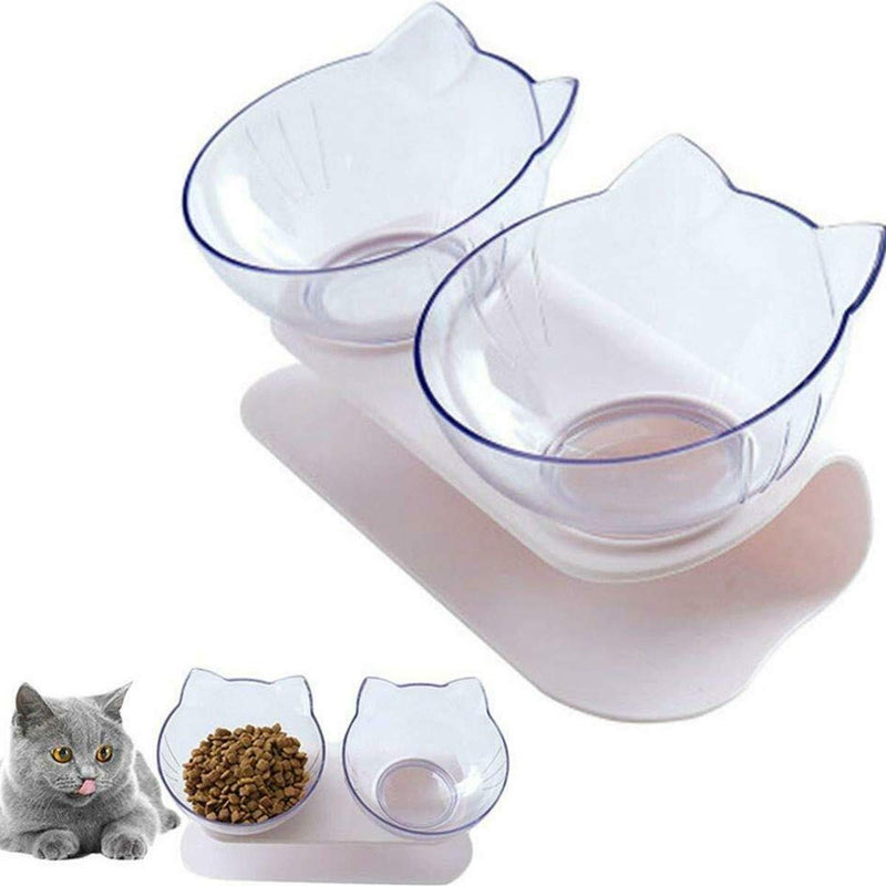 WESTLINK Double Cat Bowl with Raised Stand 15°Tilted Elevated Platform Pet Food & Water Feeders Bowls for Cats & Small Dogs - PawsPlanet Australia