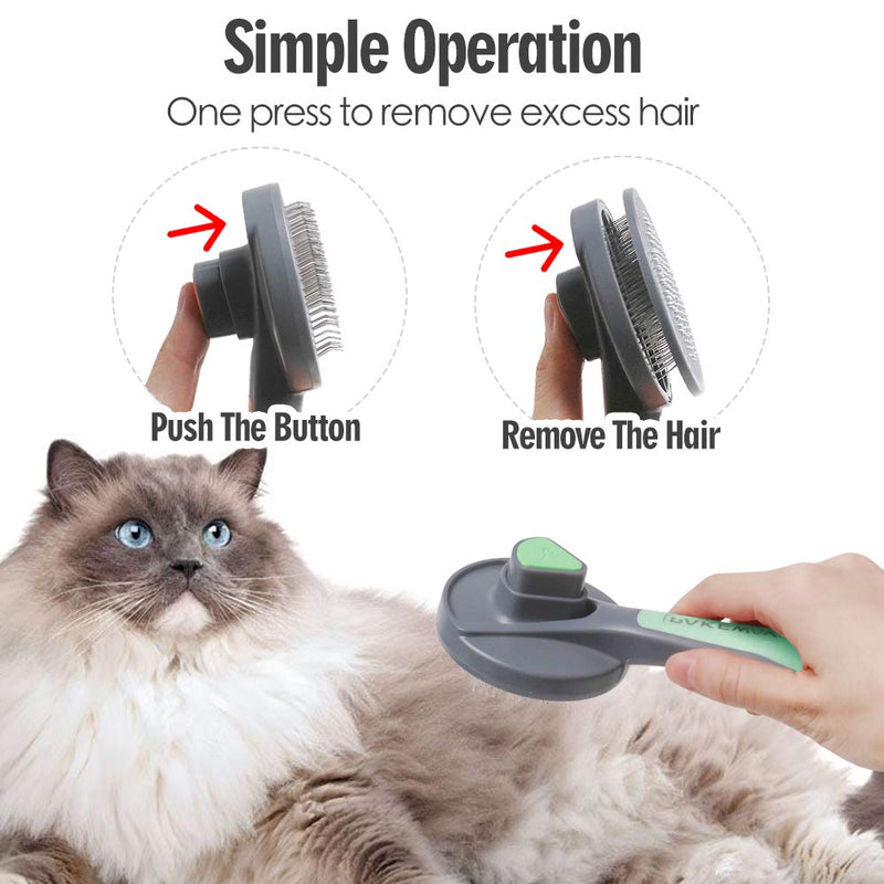 JOCHA Dog Cat Slicker Brush Deshedding Tool for Shedding and Grooming Gently Removes Loose Undercoat Mats Tangled Hair Dander Dirt for Shedding Short Long haired with Quick Self Cleaning Button Blue - PawsPlanet Australia