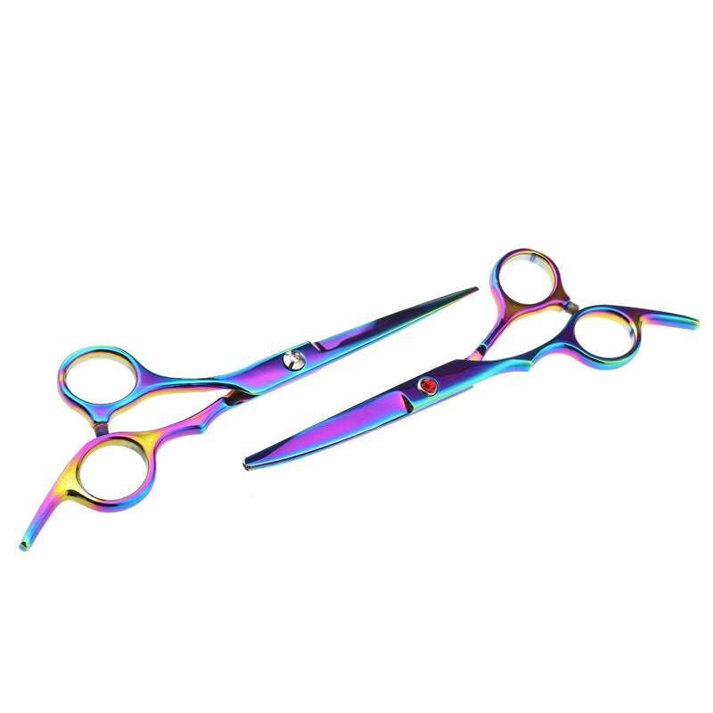 Create idea Pet Grooming Hair Scissors Set, 5Pcs 7" Dog Cat Hair Cutting Thinning Scissors Colorized Tools Kits with Straight Curved Shears Comb - PawsPlanet Australia