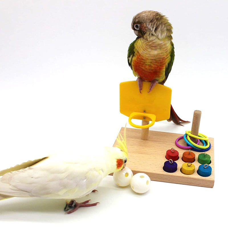 QBLEEV Bird Toys, Bird Trick Tabletop Toys, Training Basketball Stacking Color Ring Toys Sets, Parrot Chew Ball Foraing Toys, Education Play Gym Playground Activity Cage Foot Toys Combination toy - PawsPlanet Australia