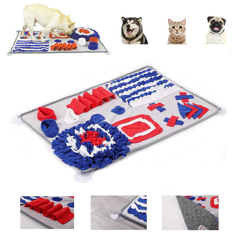 Dog Snuffle Mat, Pet Feeding Mat Soft Durable Interactive Puzzle Play Training Mats for Cats Dogs 29.5*19.7inch grey+blue - PawsPlanet Australia