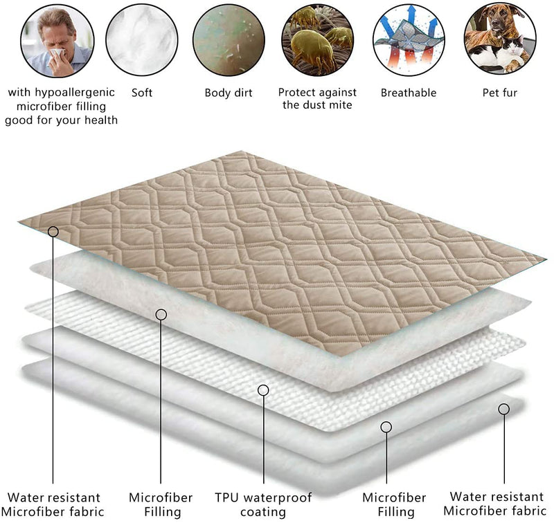 Ameritex Waterproof Dog Bed Cover Pet Blanket for Furniture Bed Couch Sofa Reversible 20x30 Inches Beige+lightgrey - PawsPlanet Australia