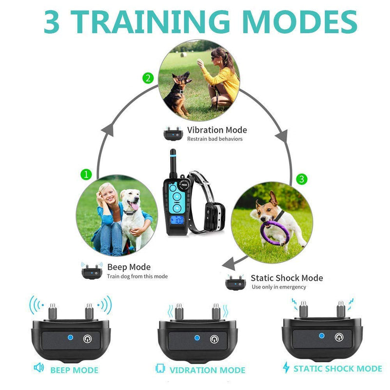 TEMEISI Dog Training Collar, NO Hurt IPX7 Waterproof and Rechargeable Training Collar with Beep, Vibration, Shock Electronic Collar Modes, 1801ft Remote Dog Shock Collar, for Small Medium Large Dog One size Black-A - PawsPlanet Australia