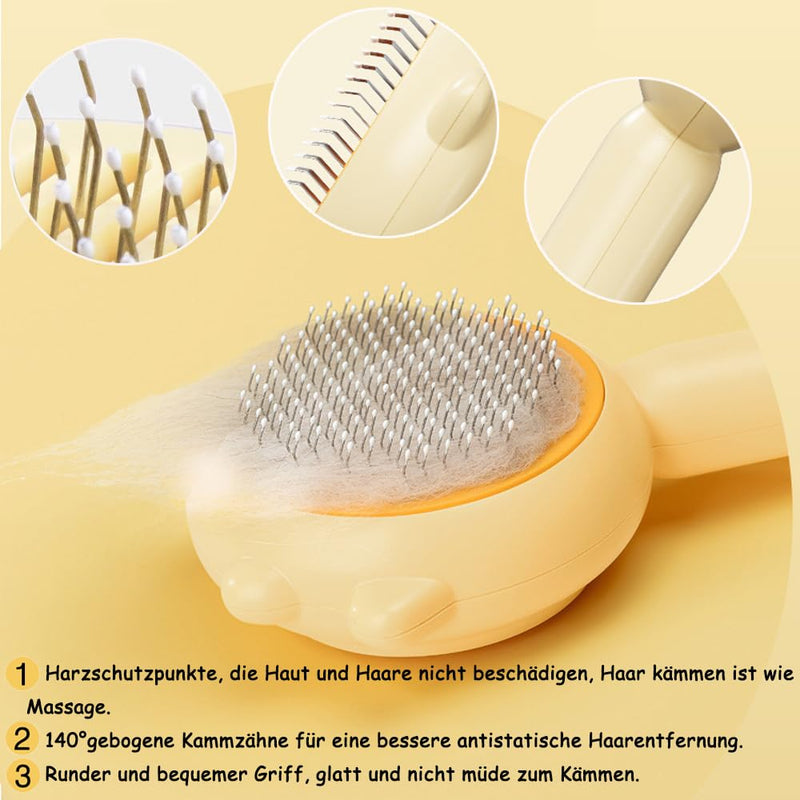 Cat Brush, Self-Cleaning Slicker Brush for Hair Loss and Grooming, Removes Loose Undercoat, Mats and Matted Hair (Purple) Purple - PawsPlanet Australia