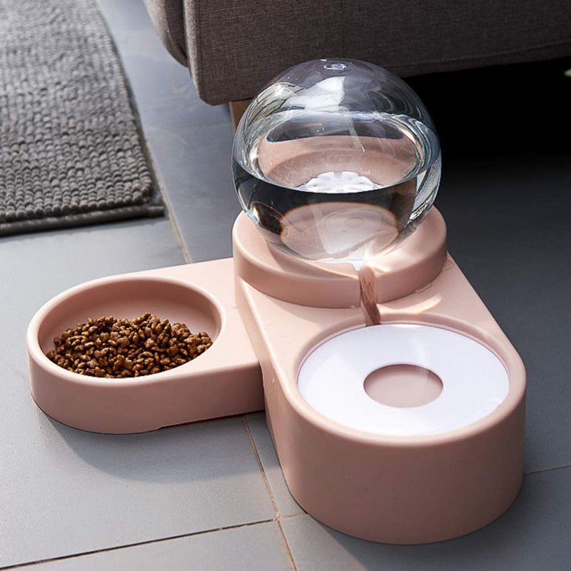 [Australia] - POPETPOP Automatic Dog Cat Feeder Pet Water Bowl and Food Bowl Set - Gravity Waterer Dispenser Double Pet Feeder for Dogs and Cats (Blue) Pink 