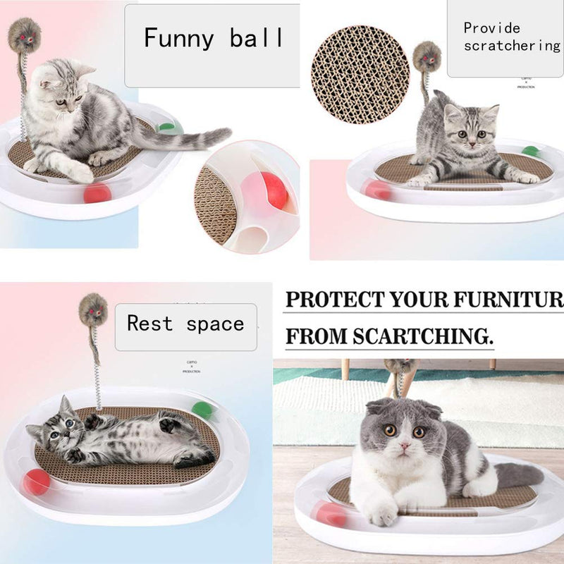 IMPHOM Cat Toy Scratcher Ball Roller Track Cat Ball Tower Puzzle Set Turn Plate Table Pet Baby Toy Four Ball (Burlywood) burlywood - PawsPlanet Australia